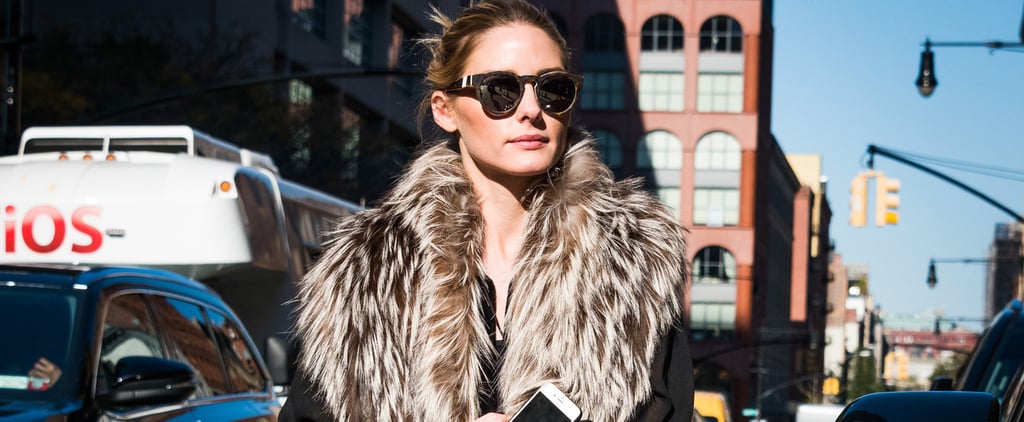Olivia Palermo Wearing a Faux-Fur Scarf