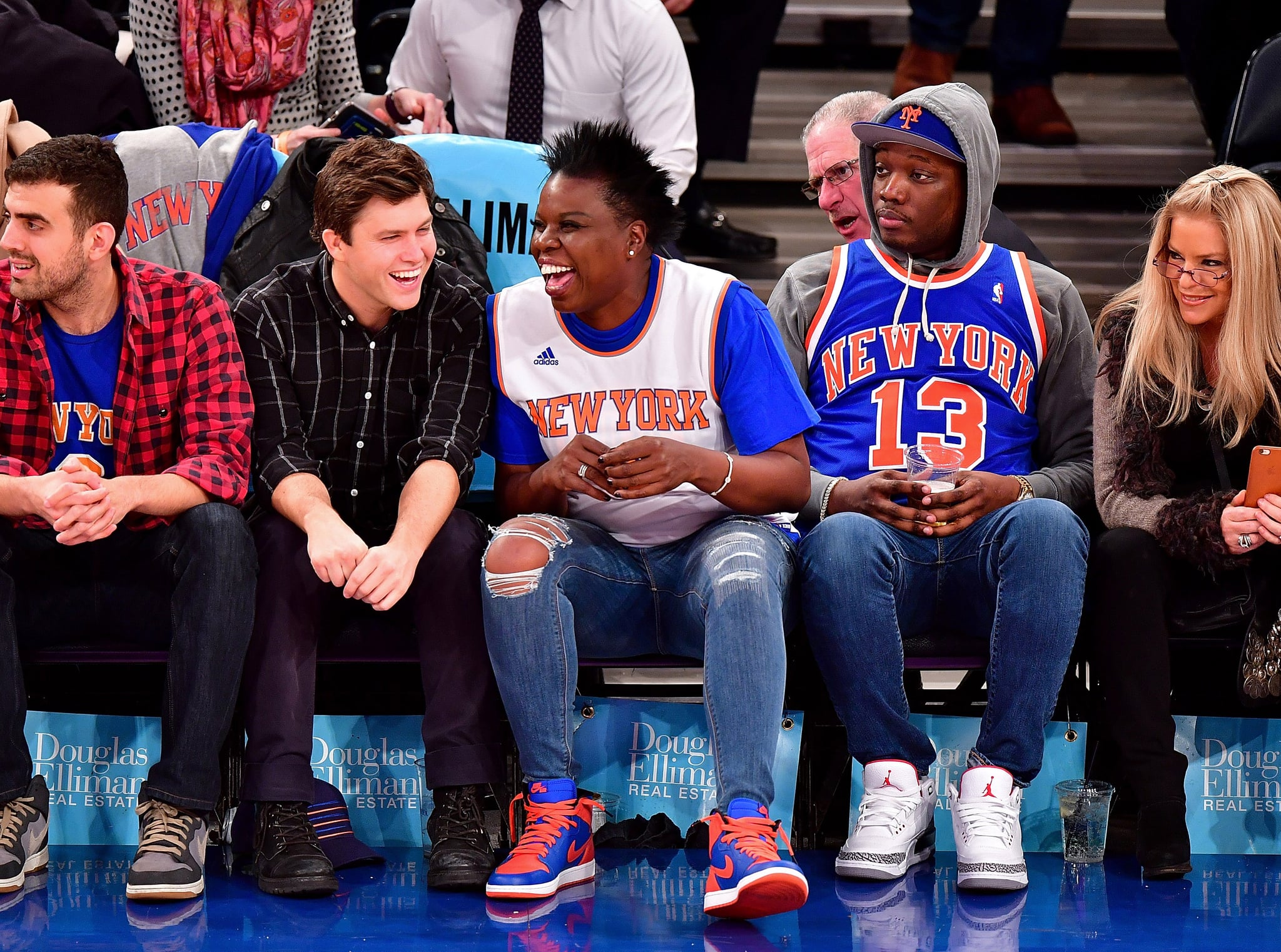 Leslie Jones And Colin Jost At Knicks Game Dec 2016 Popsugar Celebrity