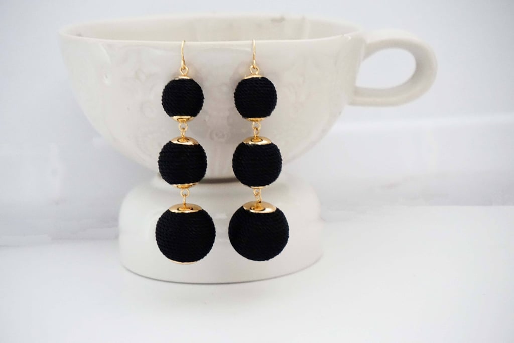 Black and Gold Ball Statement Earrings