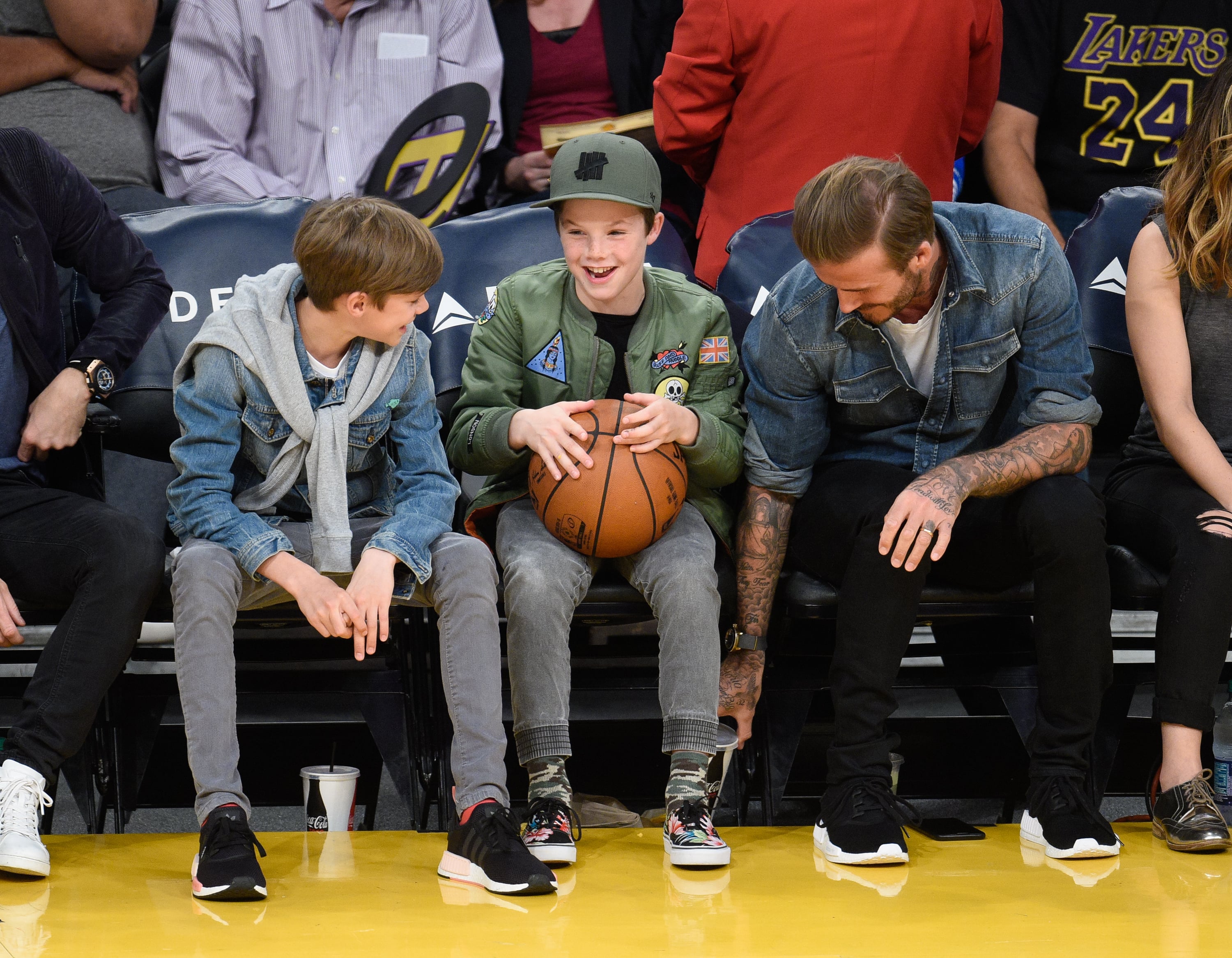 David Beckham With Sons at Lakers Game April 2016