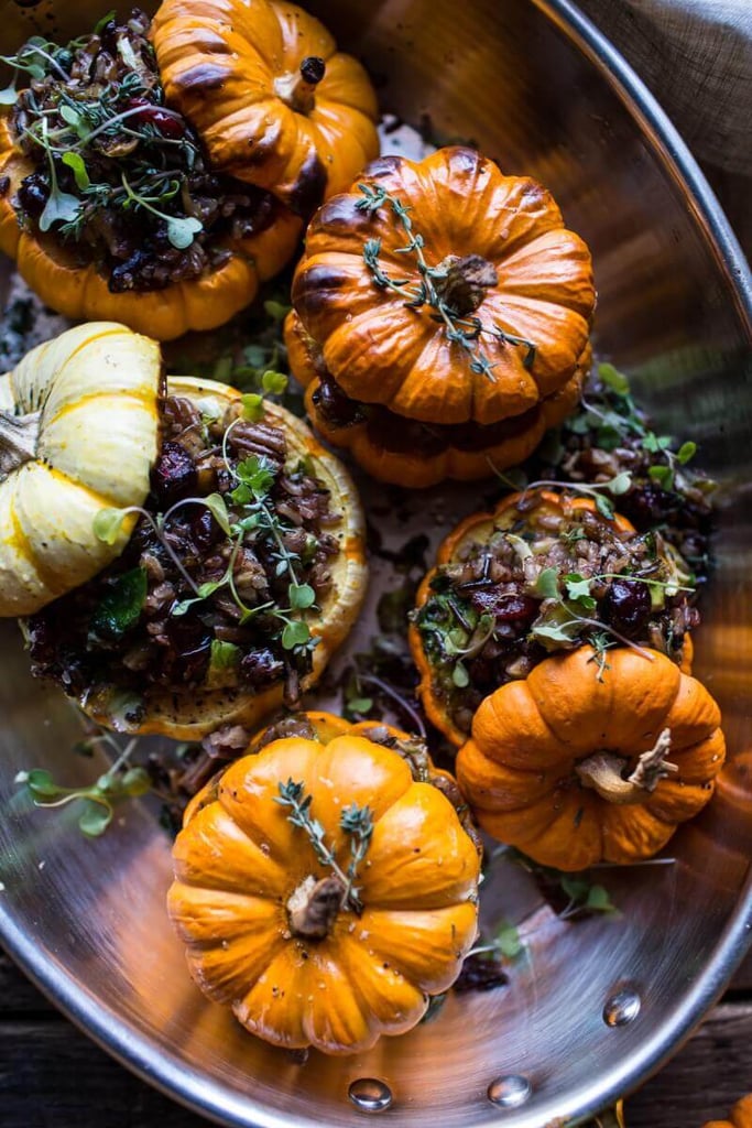 Nutty Wild Rice and Shredded Brussels Sprouts-Stuffed Mini Pumpkins