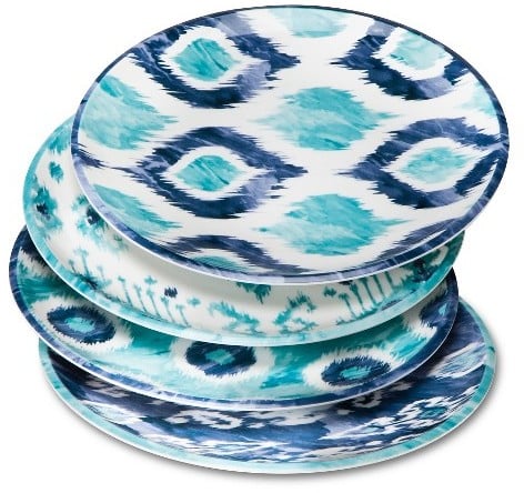 Mudhut MudhutTM Blue Ikat Melamine Salad Plates - Set of 4 ($13)