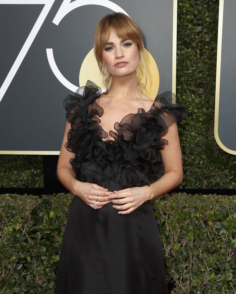 Lily James was all about the ruffles on her Valentino gown.