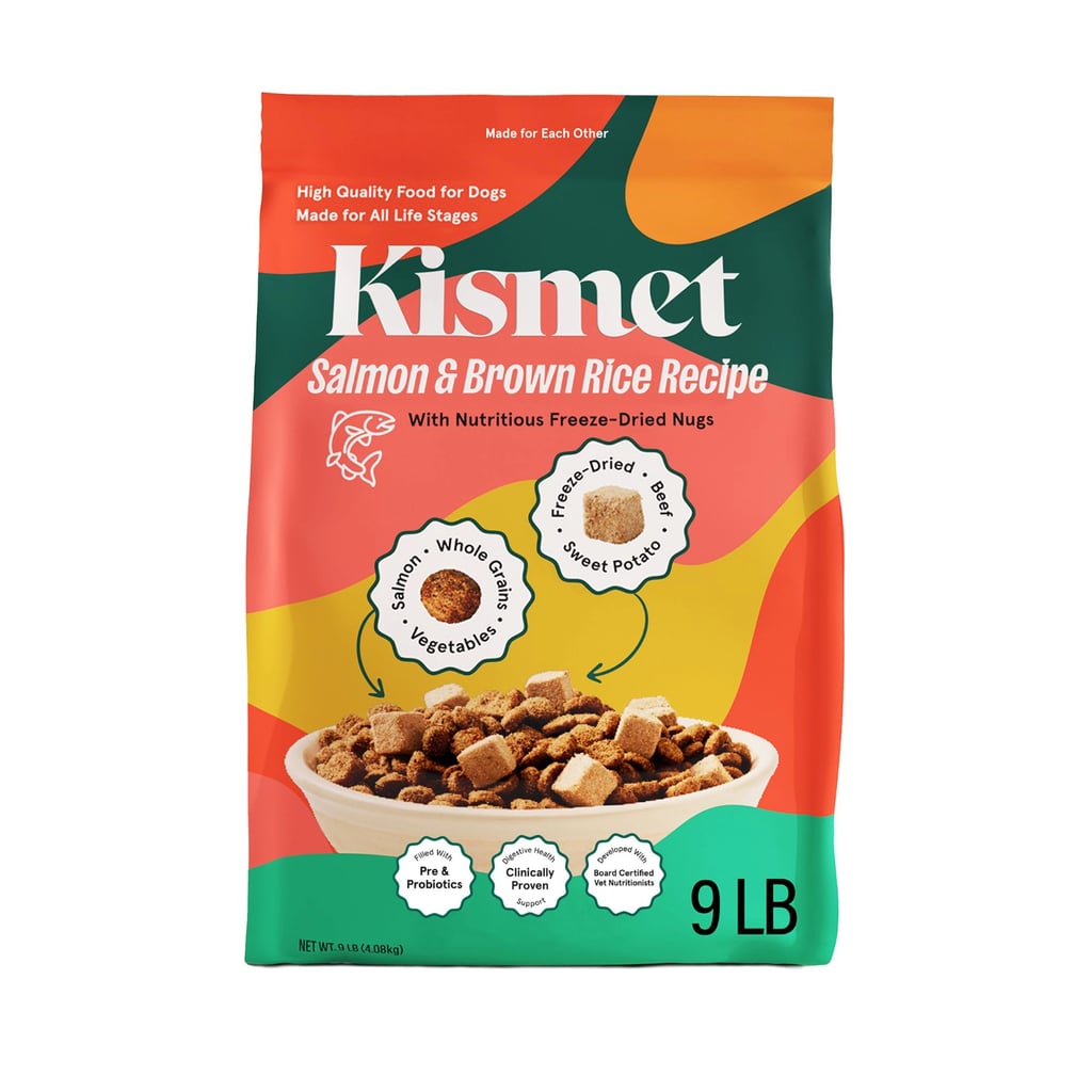 Kismet Salmon & Rice Dry Dog Food For Sensitive Stomachs & Skin ($40, originally $50)
Both of my dogs have food sensitivities, so I'm constantly scanning labels for food and treats that are both safe for them to eat and so good that they'll keep coming back for more. Kismet's chicken-free Salmon & Brown Rice Recipe fits the bill. It's made with real salmon as the first ingredient, along with tasty, freeze-dried nuggets of beef and sweet potato for extra flavor. Plus, the food contains prebiotics and probiotics to support gut health.