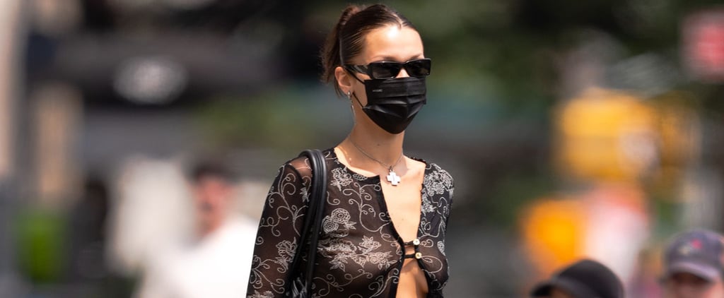 2 Tiny Buttons Are All That's Keeping Bella Hadid's Sheer '90s-style Top Together
