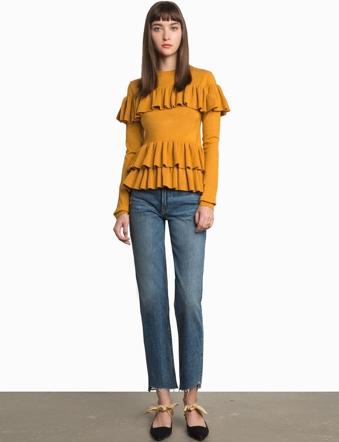 Pixie Market Kate Mustard Ruffled Sweater