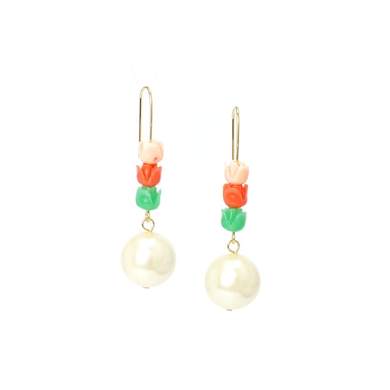 I'MMANY London Tulip and Pearl Drop Earrings