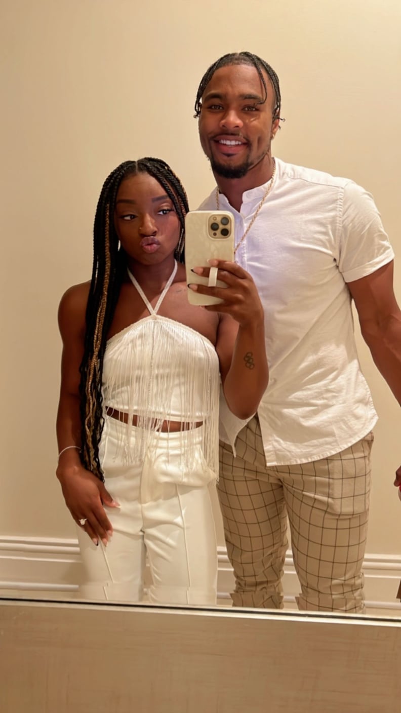 Simone Biles's White Fringe Crop-Top