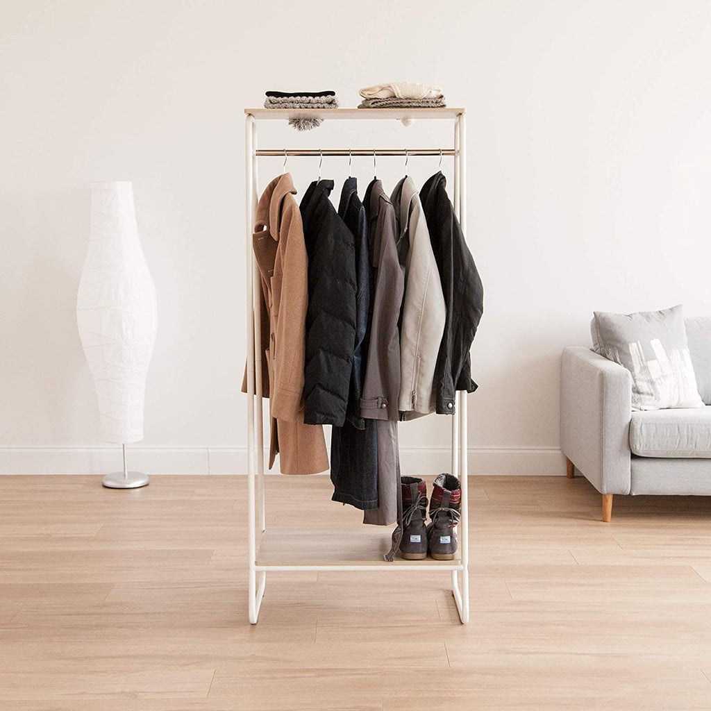 Iris USA, Inc. Metal Garment Rack With 2 Wood Shelves