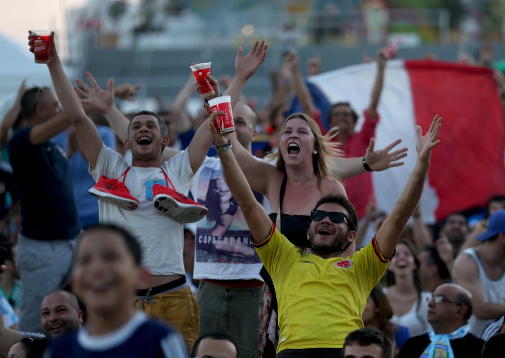 In Rio de Janeiro, Brazil, fans of France went wild when their team scored against Honduras.