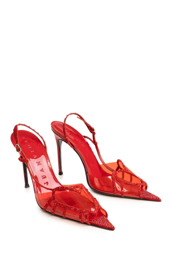 Juan Vidal PVC Heart Slingbacks — Red