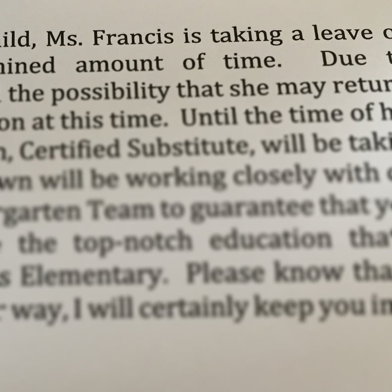The "Teacher Is Leaving" Letter