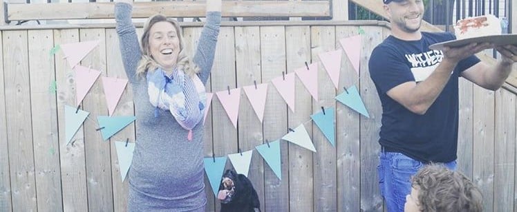 Dog Eats Gender Reveal Cake