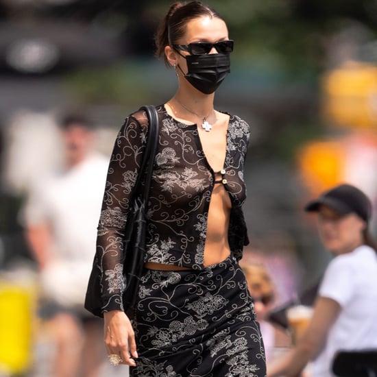 Bella Hadid's Susamusa Sheer Shirt and Floral Midi Skirt