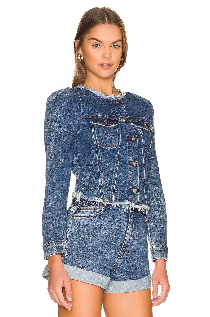 The Retrofete Chelsea Jacket in Atlas ($365) has a frayed trim for that cool, lived-in look. The slightly exaggerated shoulders make it a statement piece that transitions easily from day to night, whether styled with a matching coordinate or a high-waisted trouser.