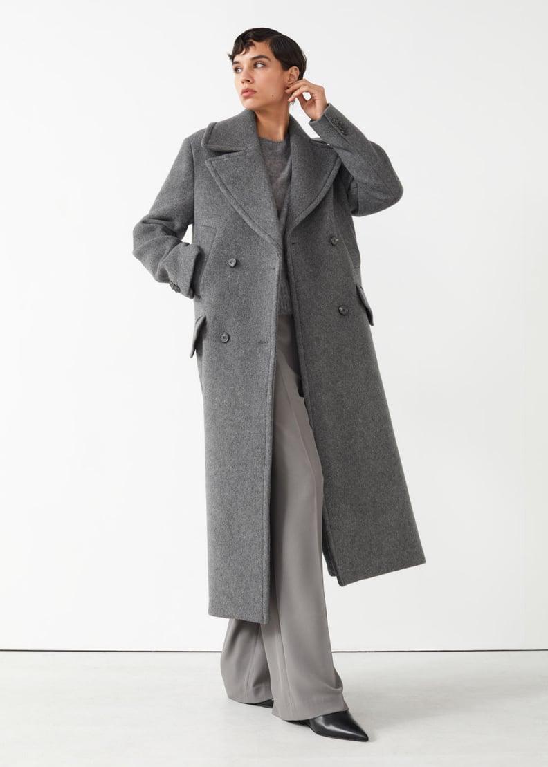 & Other Stories Oversized Wide Collar Wool Coat