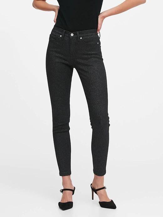 Mid-Rise Skinny Metallic Jeans