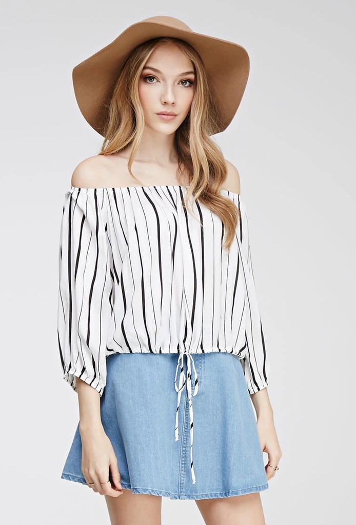 Forever 21 Striped Drawstring Peasant Top (18) Best Pieces to Shop