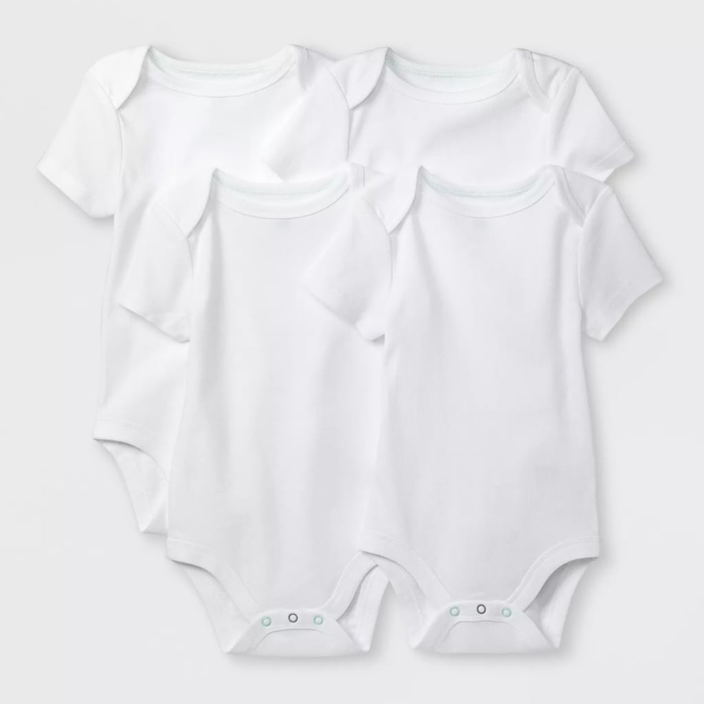 Cloud Island White Baby Boys' Basic 4pk Short Sleeve Bodysuit