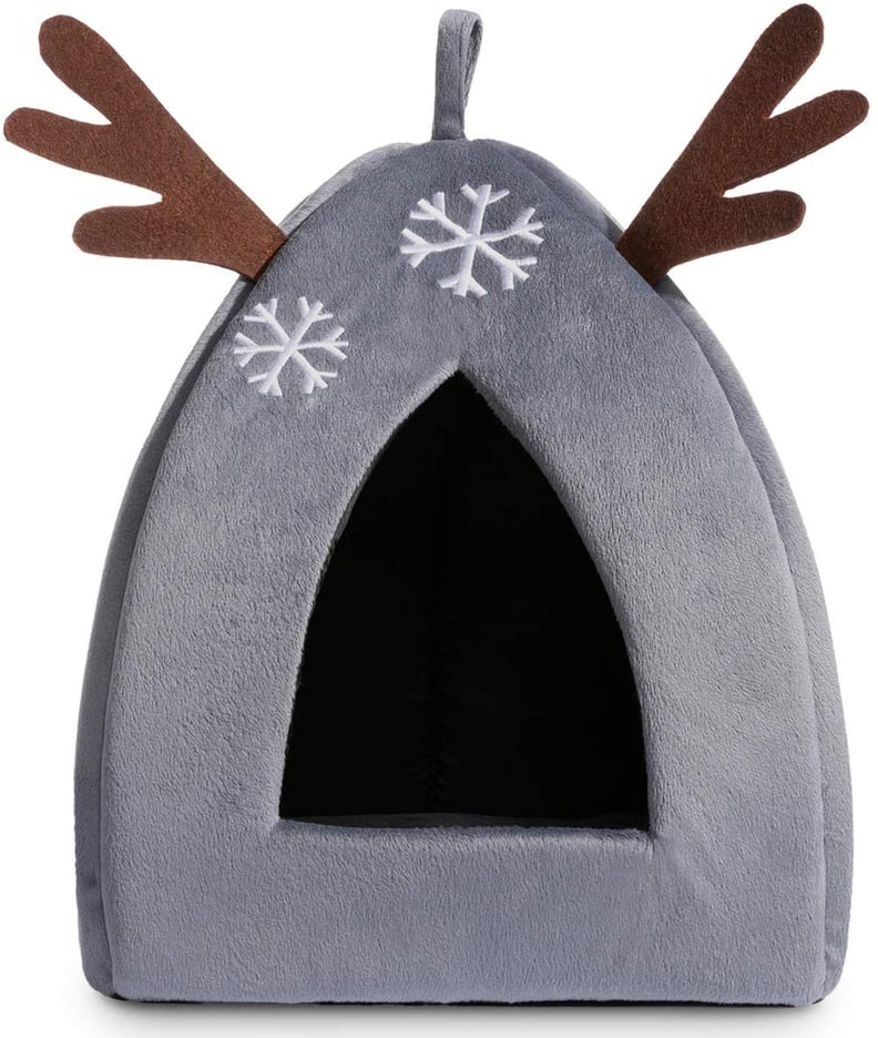 Hollypet Self-Warming 2-in-1 Cat Bed — Gray Reindeer