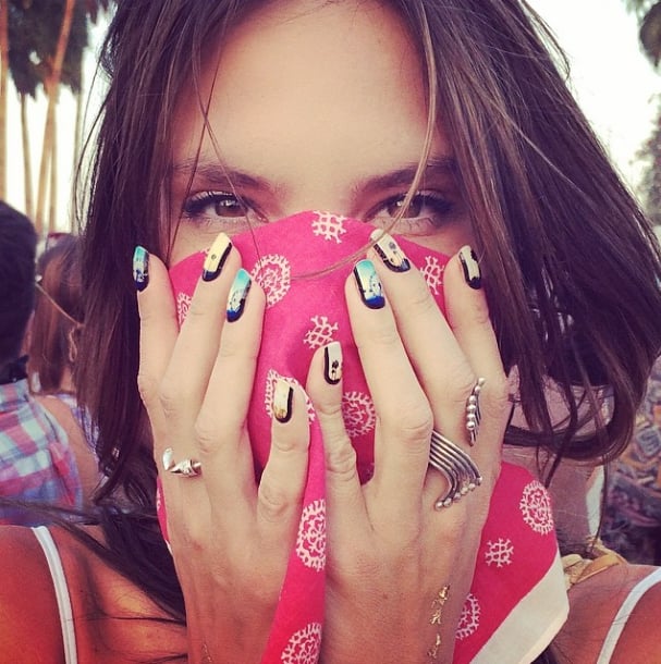 Alessandra Ambrosio hid her beautiful face with a red bandanna.
Source: Instagram user alesandraambrosio