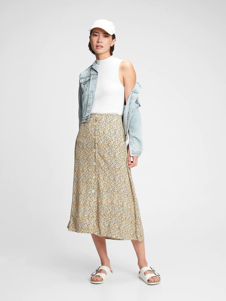 Gap Button-Front Midi Skirt