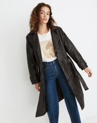 Madewell Deadwood Recycled Leather Terra Trench Coat