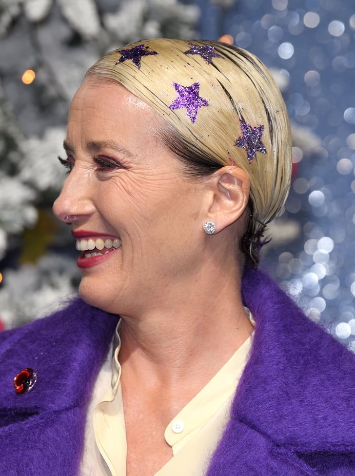 Emma Thompson Glitter Star Hairstyle Last Christmas Premiere POPSUGAR