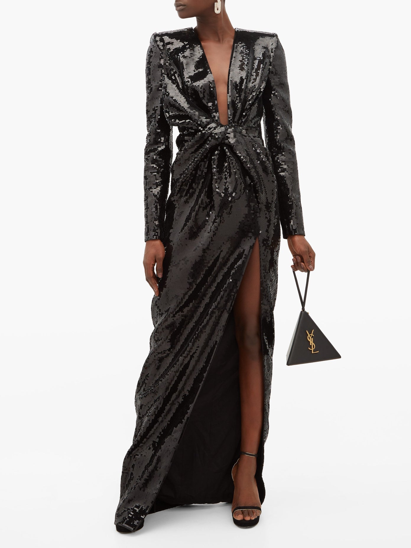 Balmain black sequin dress online