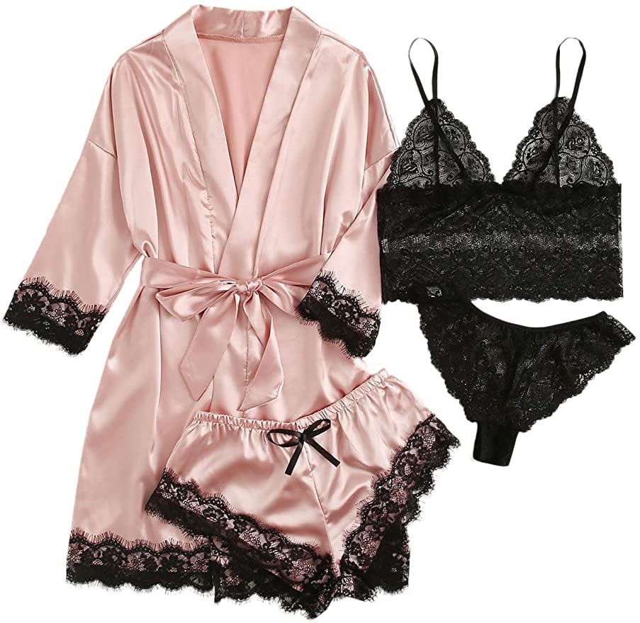 Lace Trim Satin Pajama Set The Sexiest Lingerie On Amazon Popsugar Love And Sex Photo 3 5449