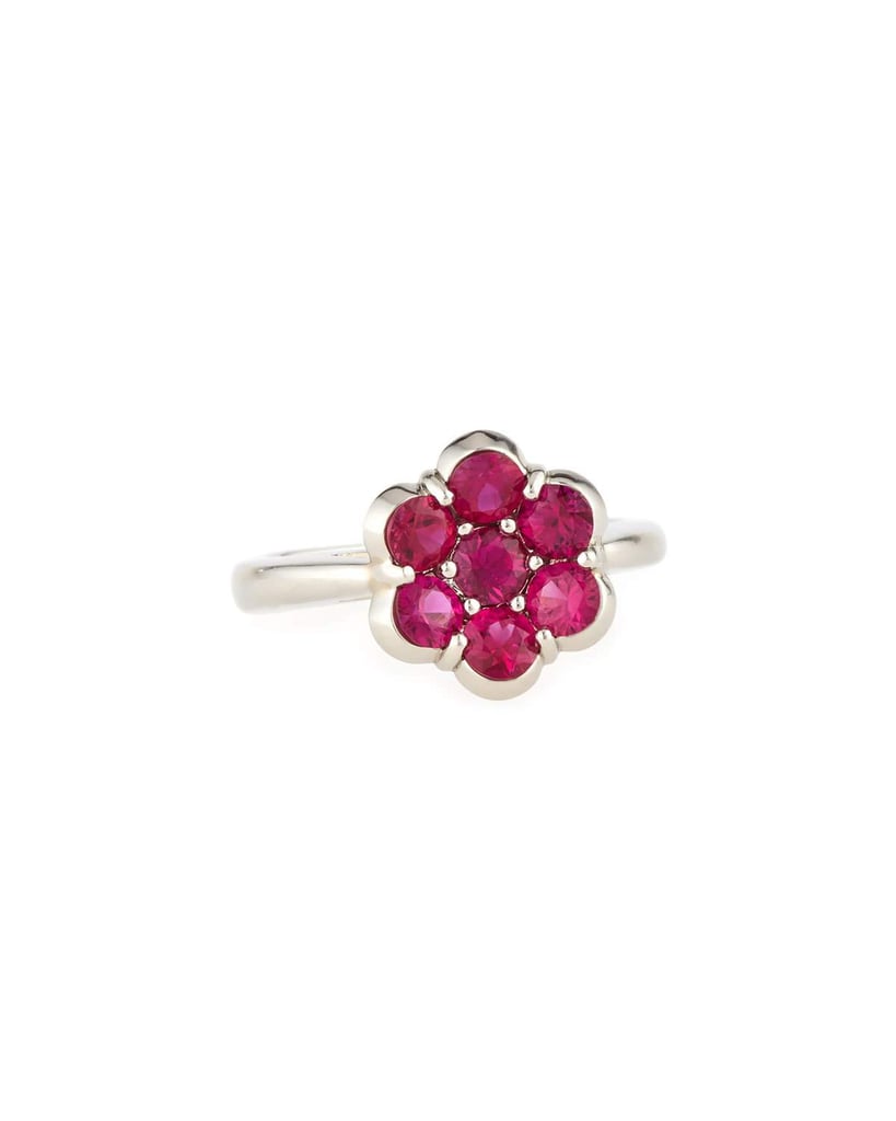 Bayco Platinum & Ruby Flower Ring