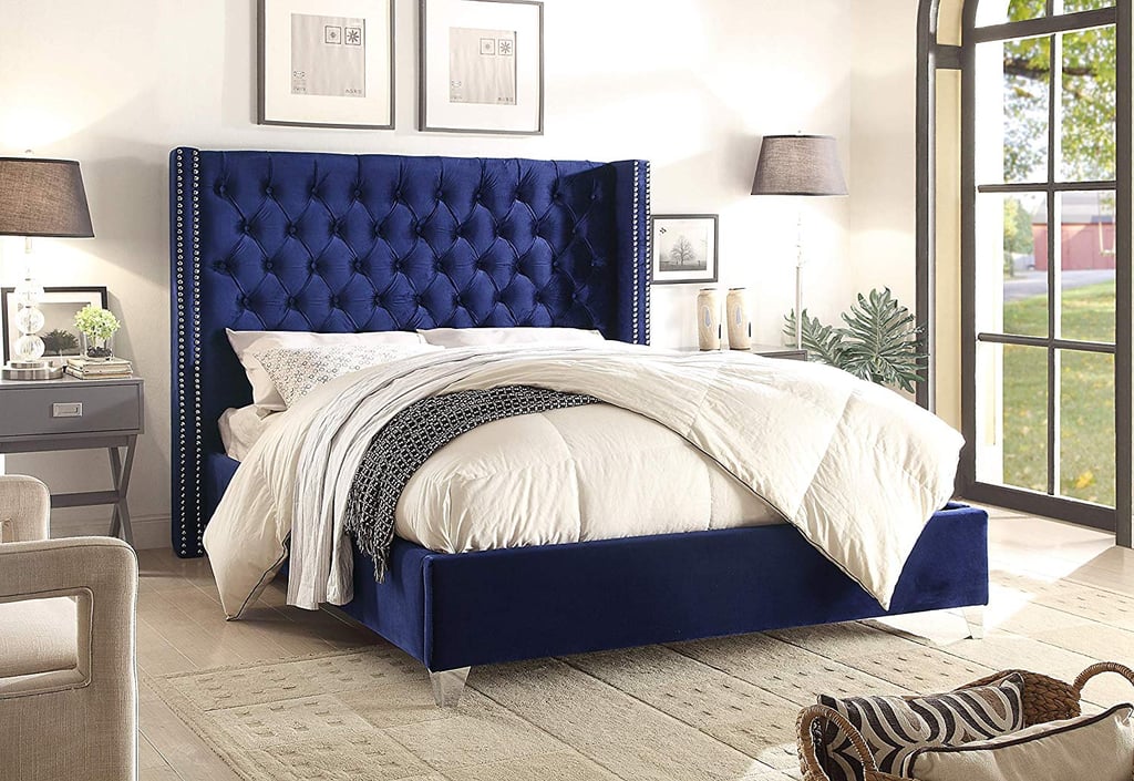 Meridian Furniture Velvet Upholstered Tufted Bed