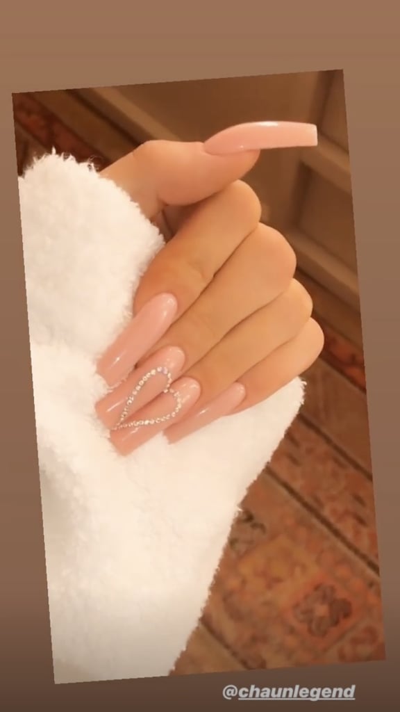 Kylie Jenner's Rhinestone Heart Nail Art