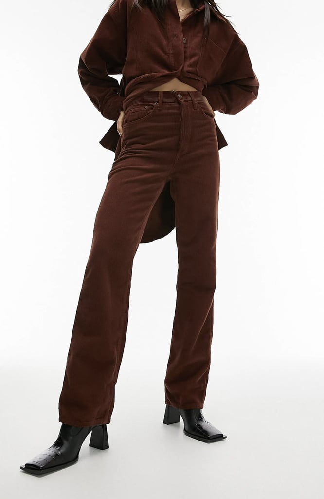 最好的布朗灯芯绒裤子:Topshop Kort高腰灯芯绒裤子