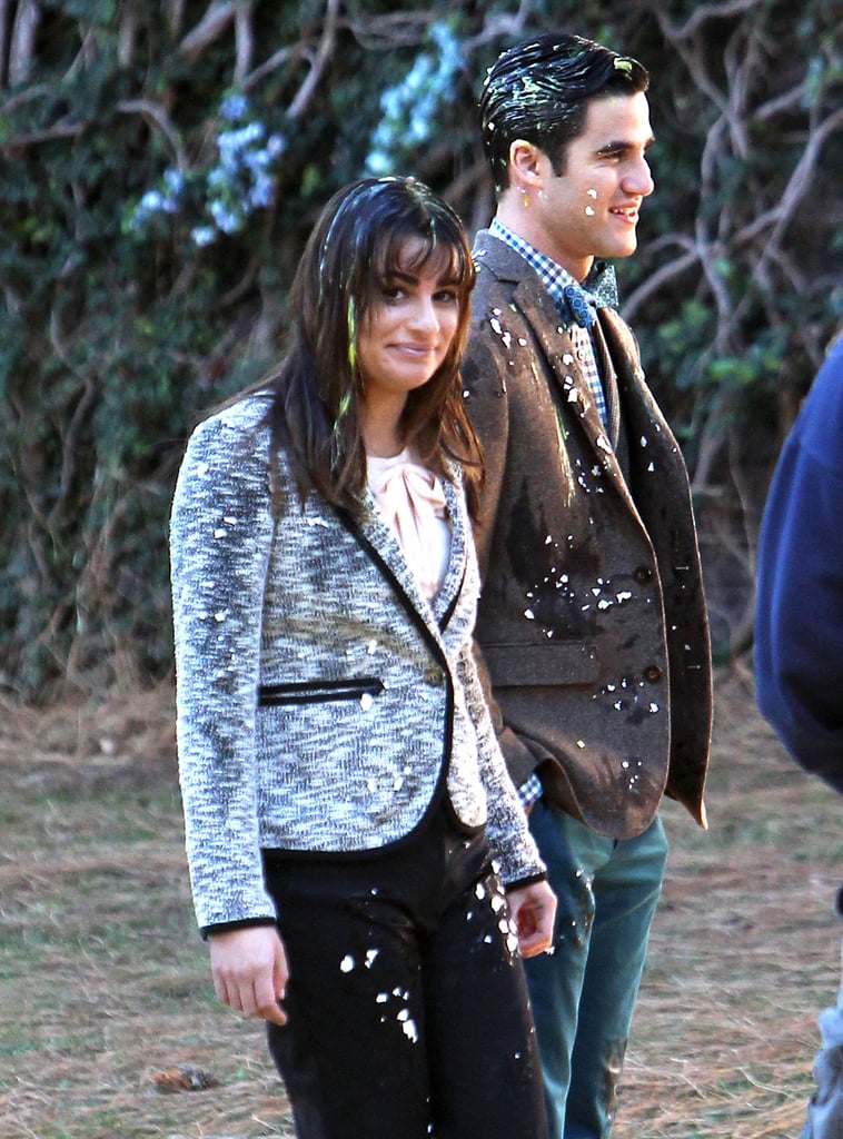 Lea Michele Getting Egged While Filming | Photos