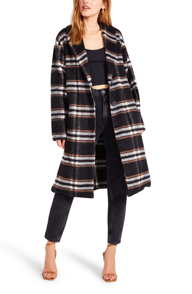 BB Dakota by Steve Madden Shawl Good Plaid Longline Coat