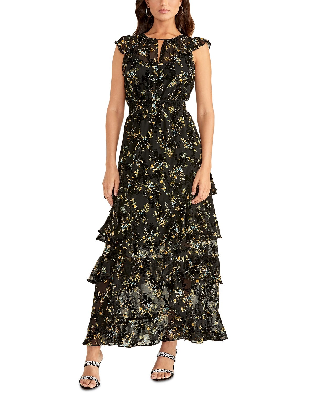 RACHEL Rachel Roy Issa Printed Ruffled Maxi Dress 26 Fall