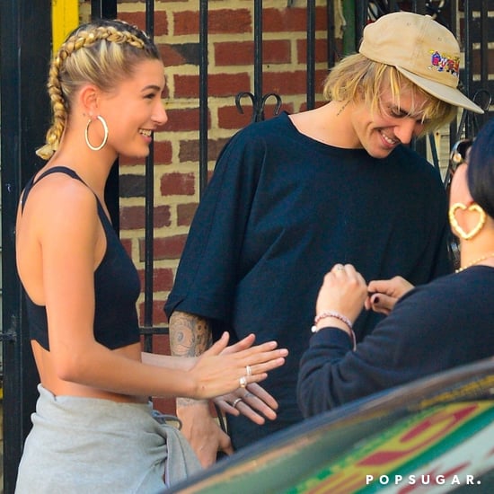 Hailey Baldwin in Leather Jacket With Justin Bieber in NYC