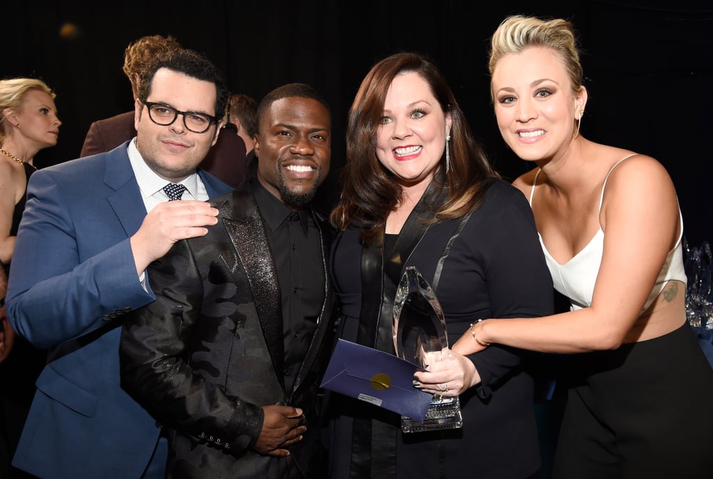 Josh Gad, Kevin Hart, Melissa McCarthy, and Kaley Cuoco-Sweeting shared a group shot backstage.