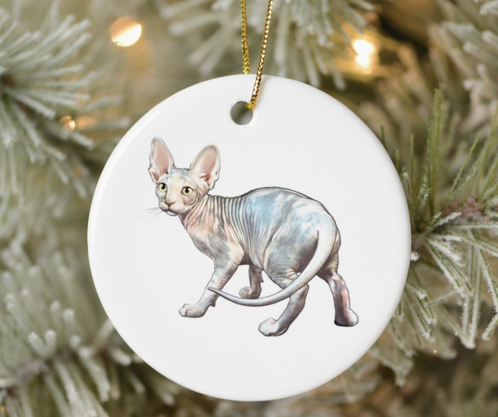 Sphynx Cat Christmas Ornament