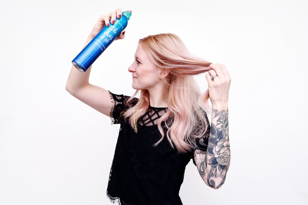 Next, spray your locks with a light, workable hair spray like Bumble and Bumble Does It All ($29). This will hold your hair's curl.