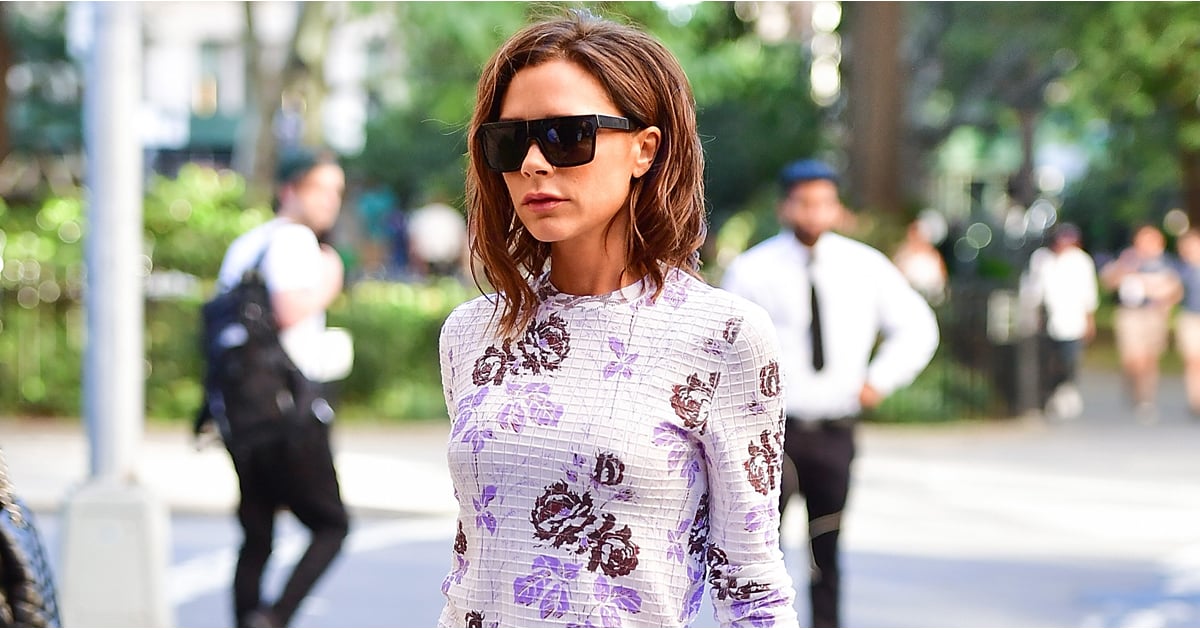 Victoria Beckham Wearing Purple Floral Dress at Fashion Week - POPSUGAR UK