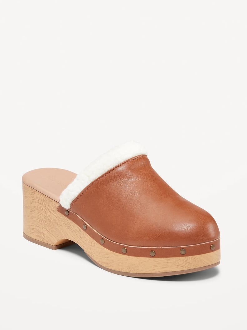 Old Navy Faux-Leather Sherpa-Lined Clogs
