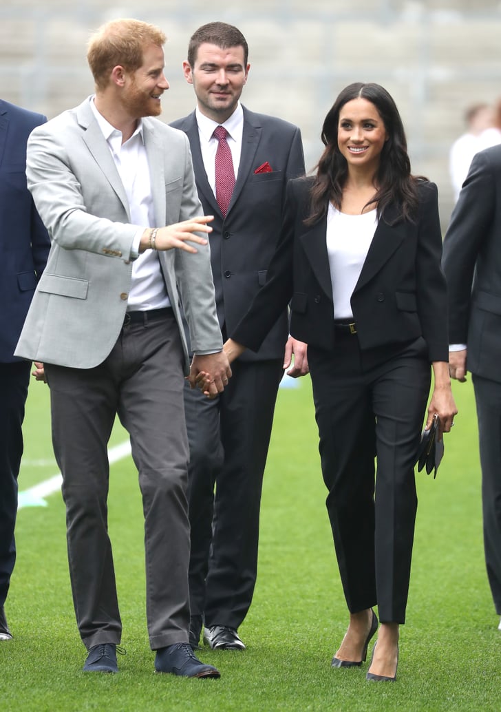 meghan markle black pantsuit