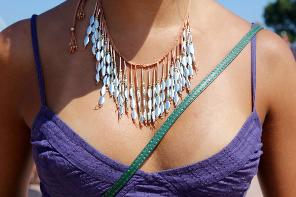 If you feel like you're showing too much skin, a big necklace can draw attention in just the right way.