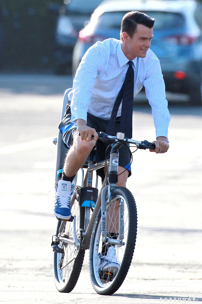 Josh Duhamel Riding His Bike on Set | Pictures