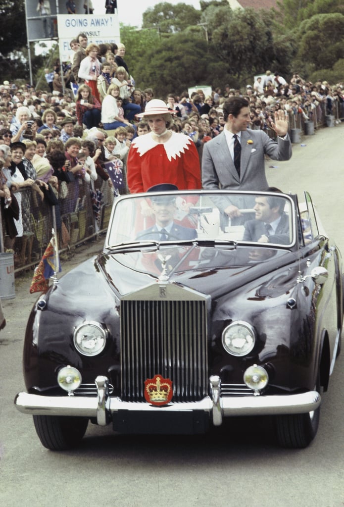 Prince Charles and Princess Diana waved to the crowds while riding through Edmonton, Canada, in 1983.