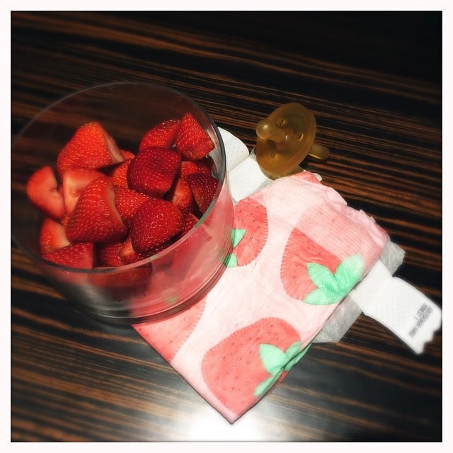 The actress joked that "one of these bunches of strawberries is about to be filled with poop."