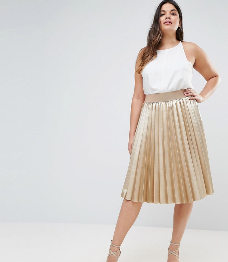 Elvi Premium Metallic Pleated Skirt