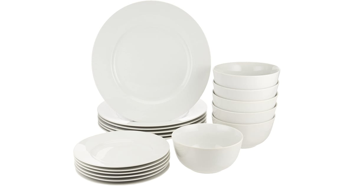 AmazonBasics 18Piece White Kitchen Dinnerware Set Best Amazon Prime